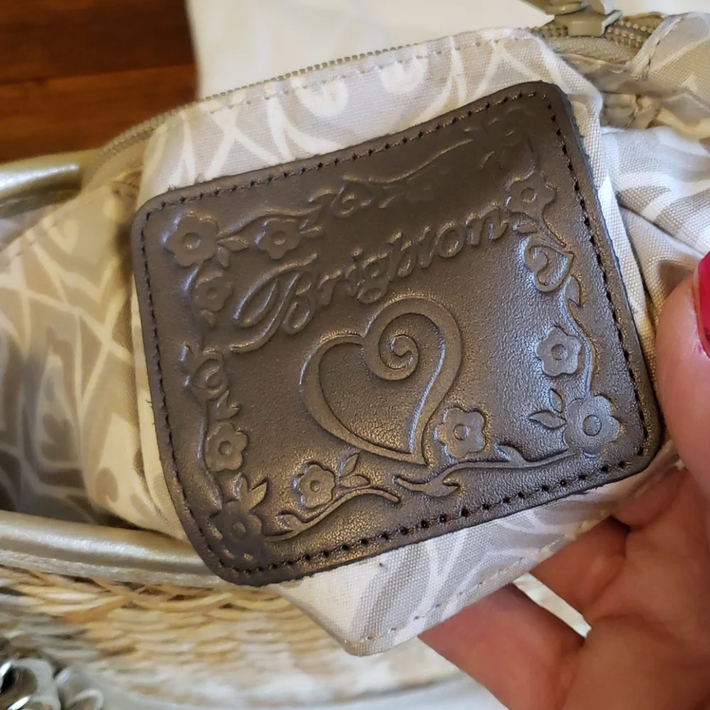 Brighton Cream Woven Shoulder Bag with Silver Accents